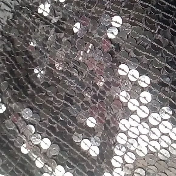 ⚜️ CeeCee Genuine Silk Sequins BLACK Mini Skirt Glamorous SZ Medium - Picture 5 of 16